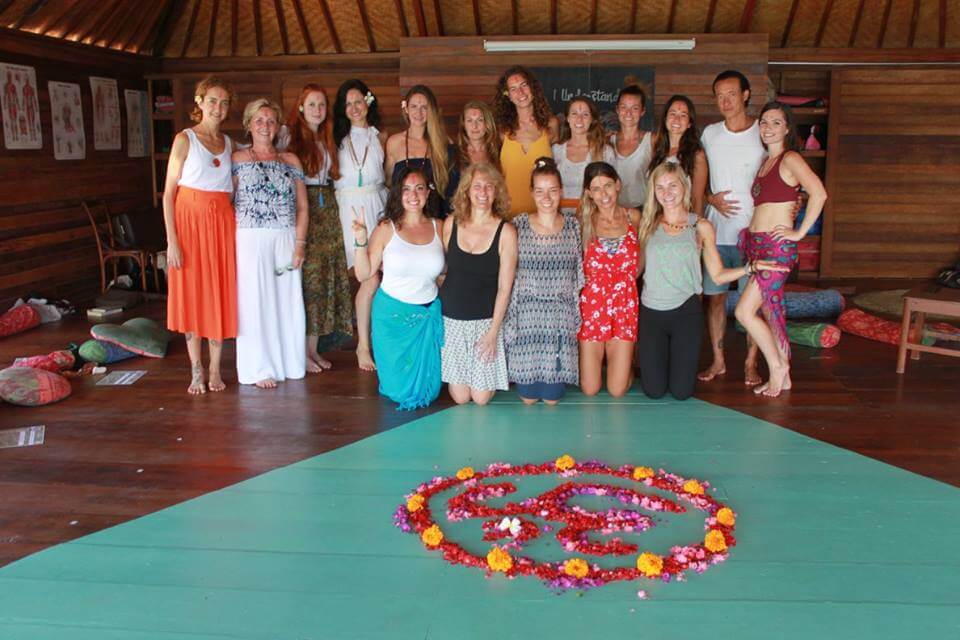 santosha yoga teacher training students posing in studio