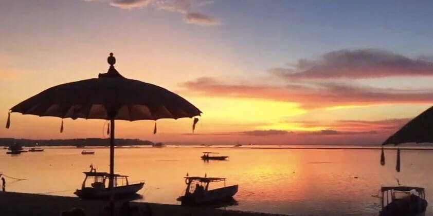 boats at sunset on nusa lembongan bali