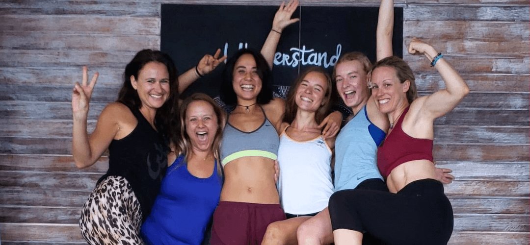 santosha yoga teacher training students in shala