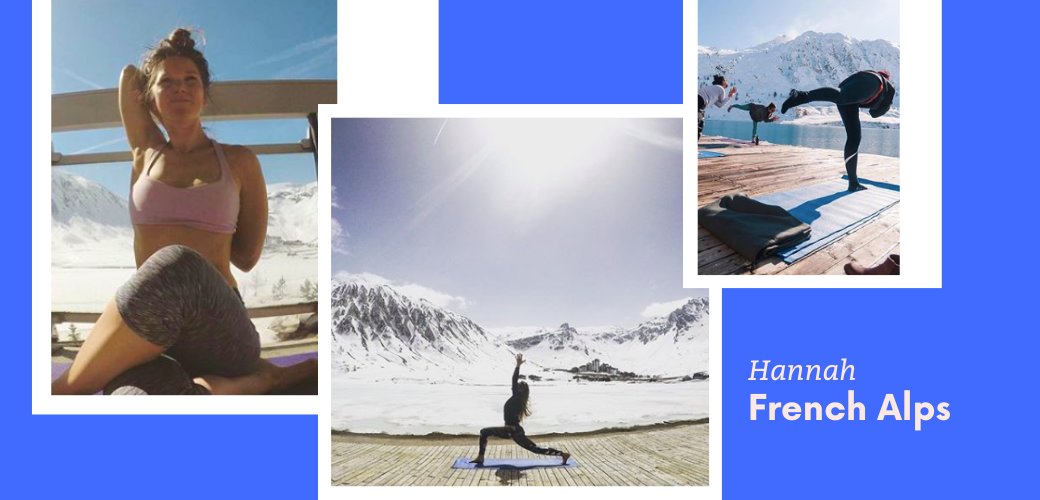 Santosha yoga teacher training graduate Hannah on the snow