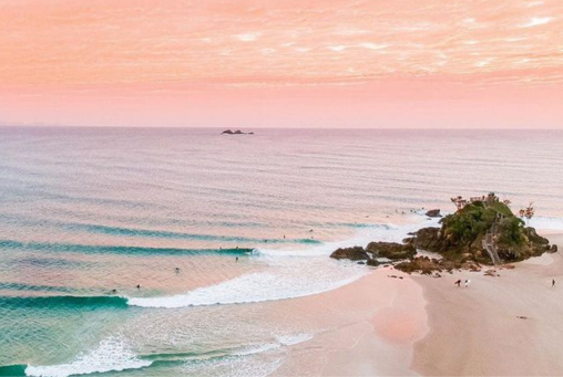 Santosha Yoga - Byron Bay - Sunset Waves at a Peaceful Beach